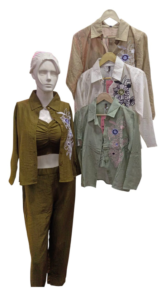 3 pes cord set with embroidery